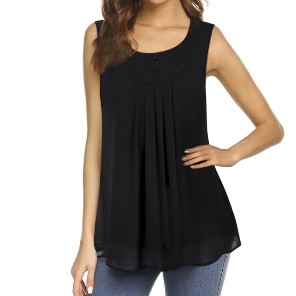 Women's Medium Double Layer Tunic Chiffon Tank Top - Timeson